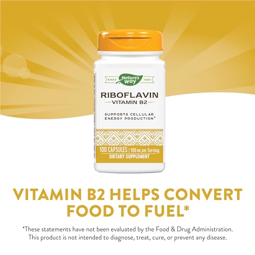 Nature's Way Riboflavin Vitamin B2 - Boosts Cellular Energy, Gluten-Free, 100mg, 100 Capsules