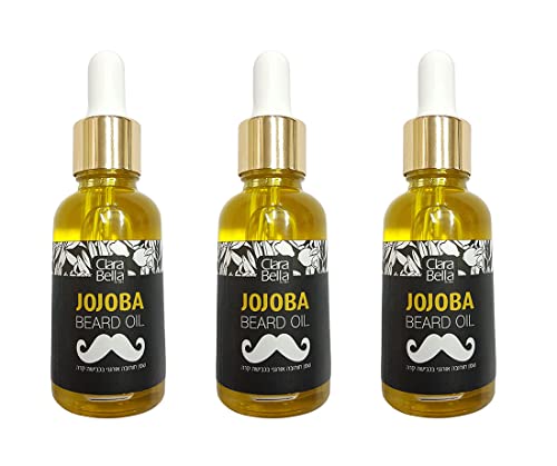 Clara Bella Health Jojoba Beard Oil - Softens Coarse Hair, Vegan & Organic - 3 x 1fl oz