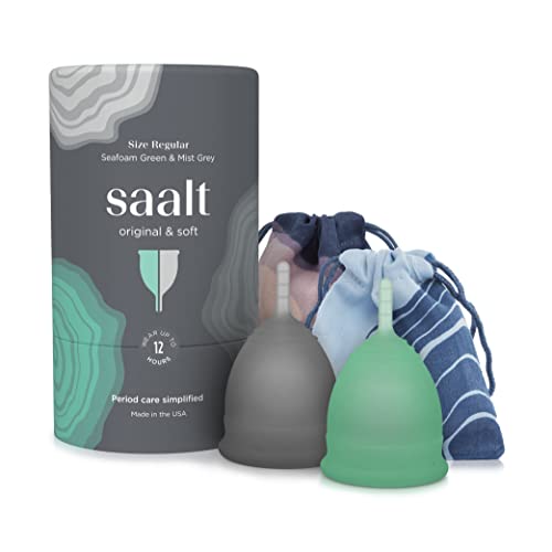 saalt Menstrual Cup Twin Pack - 12-Hour Comfort, Medical-Grade Silicone - Regular Soft Firmness