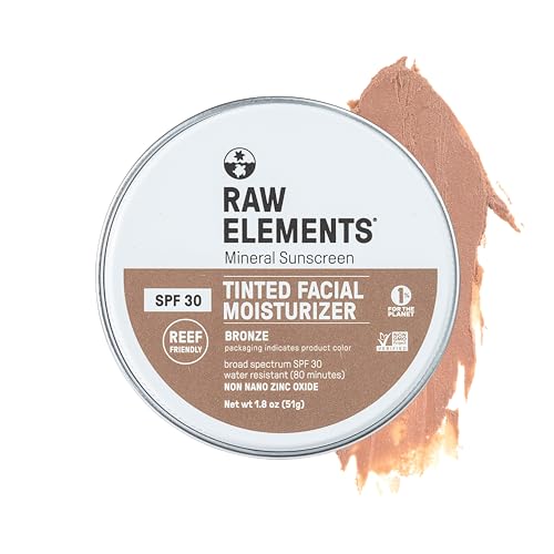 Raw Element Tinted Face Cream - SPF 30 UVA-UVB Protection, Non-Toxic, Water Resistant - 1.8oz Bronze