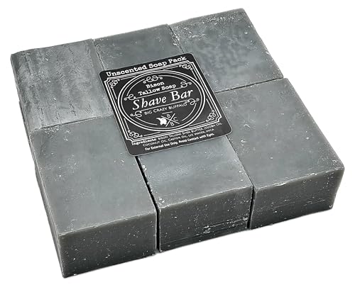 Big Crazy Buffalo Bison Tallow Shaving Soap - Moisturizing, Razor Friendly, 6 Pack, Unscented