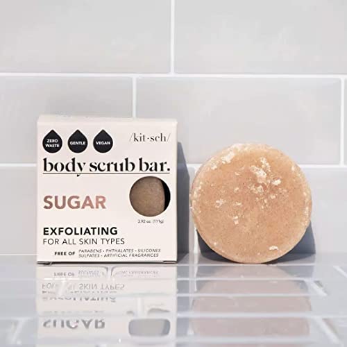 Kitsch Exfoliating Sugar Body Scrub Bar - Hydrating, Natural Ingredients, Vegan - 4 oz