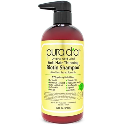 PURA D'OR Biotin Shampoo - Thickens Hair, DHT Blocker, Natural Ingredients - 16oz