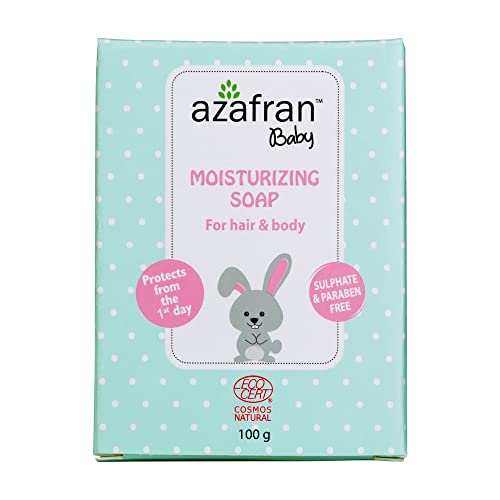 Azafran Organics Baby Soap Bar - Nourishing Olive & Coconut Oil, Gentle for Sensitive Skin - 3.52oz