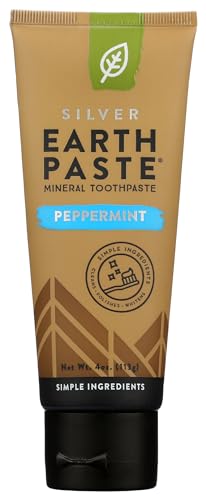 Redmond Earthpaste Toothpaste - Natural Peppermint, Non-Fluoride, Silver Infused - 4oz