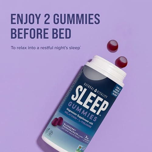 Natural Vitality Sleep Gummies - Relaxing Magnesium with Melatonin & L-Theanine, 120 Count