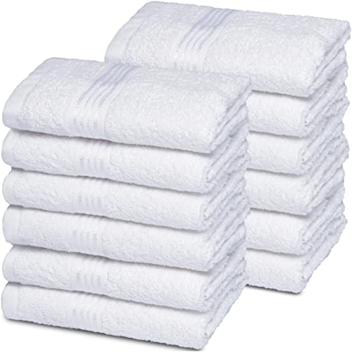 Belizzi Home Ultra Soft Cotton Washcloths - Highly Absorbent, 100% Pure Cotton, 12 Pack - 12x12 inch