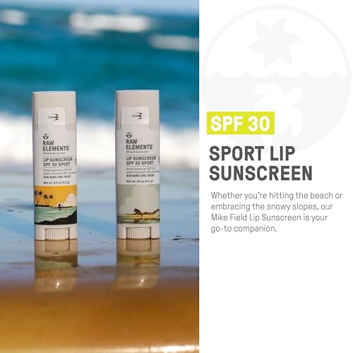 Raw Elements Mike Field Lip Sunscreen - SPF 30, UVA-UVB Protection, Reef-Safe - 0.15 oz (2 Pack)