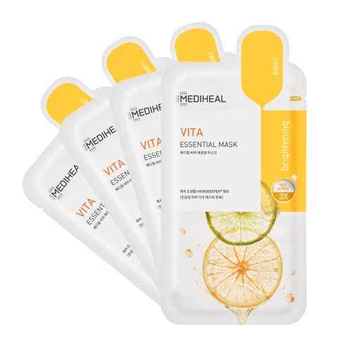 Mediheal Vita Essential Face Mask - Brightening & Hydrating, Biodegradable Sheet - 4 Sheets