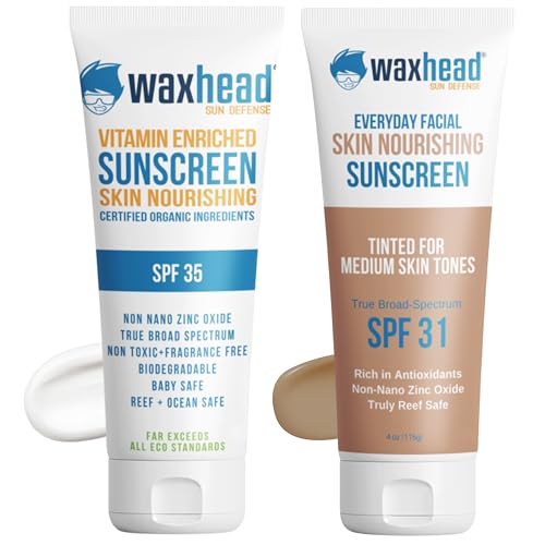 Waxhead Face Sunscreen - Zinc Oxide, EWG Approved for Sensitive Skin, Tinted - 3oz