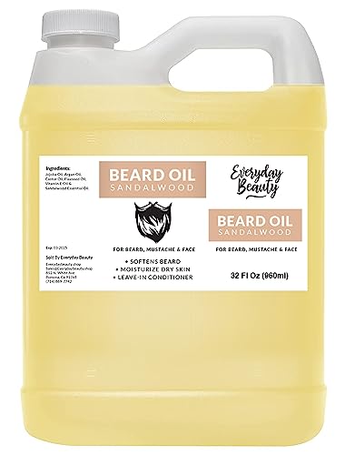 Sandalwood Beard Oil - Hydrate & Moisturize Naturally, 100% Natural Ingredients - 32 Fl Oz