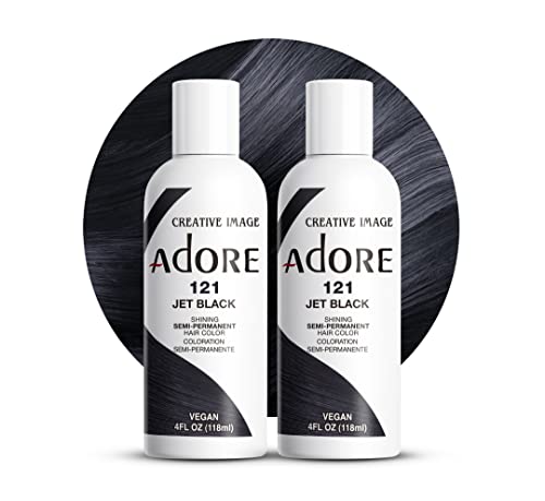 Adore Semi-Permanent Hair Color - Vibrant Jet Black, Vegan & Cruelty-Free - 4 Fl Oz, Pack of 2