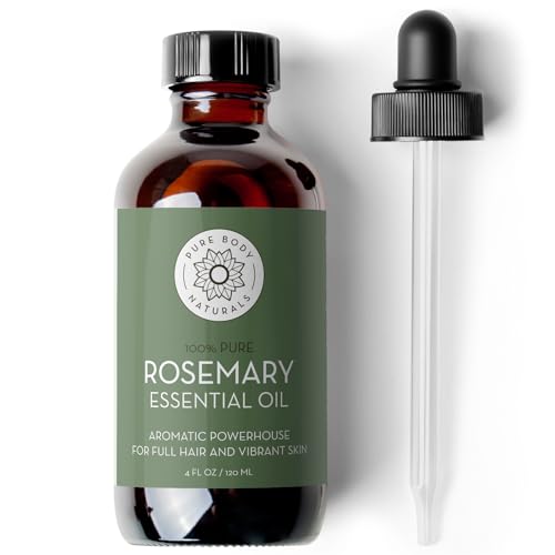 Pure Body Naturals Rosemary Essential Oil - Boosts Hair Growth & Skin Health, 4 fl oz