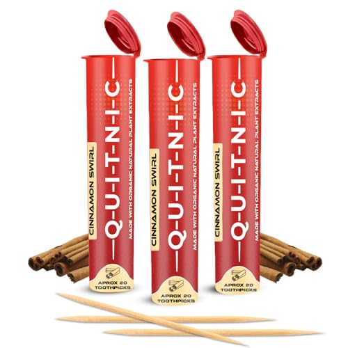 Purepix Quit-NIC Cinnamon Toothpicks - Long-Lasting Fresh Breath, Sugar-Free, Vegan - 3 Pack