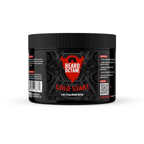 Beard Octane Beard Balm - Moisturizes & Styles, Vegan, No Beeswax - Peppermint Tea Tree - 4 Oz