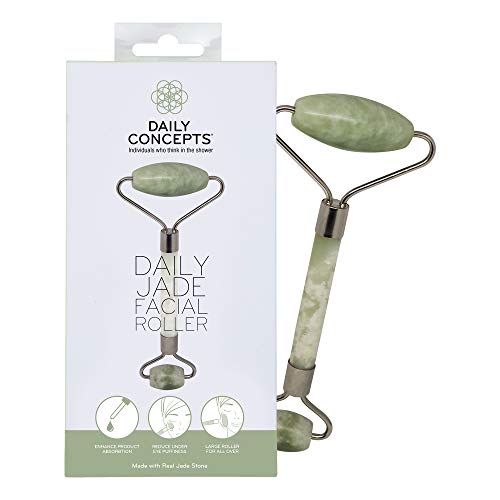 DAILY CONCEPTS Face Roller - Boosts Circulation, Reduces Puffiness, Authentic Jade - Dual Heads