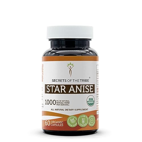 Secrets of the Tribe Herbal Supplement - High-Potency USDA Organic Star Anise - 60 Capsules