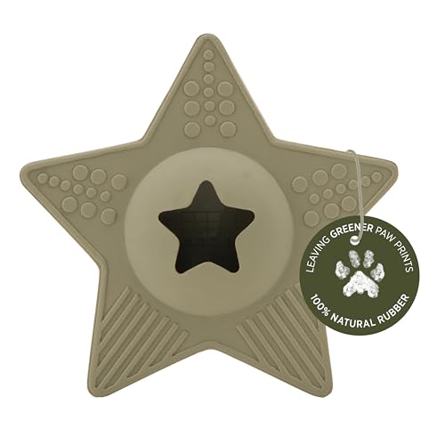 HEVEA Star Treat Dog Toy - Natural Rubber for Sore Gums, Vegan & Biodegradable - Hunter Green