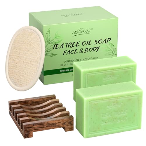 POP MODERN.C Tea Tree Soap Bar - Deep Cleans, Natural Oils, Body & Face Freshness - 2x150G
