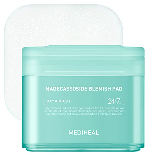 MEDIHEAL Madecassoside Cotton Pads - Anti-Blemish, Vegan Formula with Centella Asiatica - 100 Pads