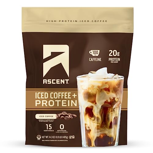 Ascent Iced Coffee Protein Powder - 20g Protein & 100mg Natural Caffeine - 15 Servings