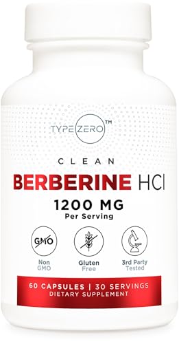 Type Zero Berberine HCL 1200mg - Non-GMO, Gluten-Free, Lab-Tested Supplement - 60 Capsules