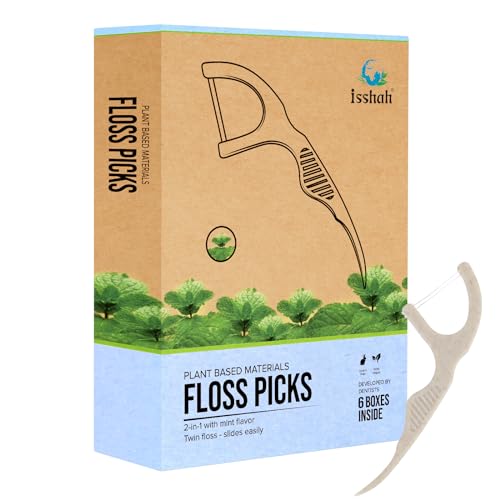 Natural Dental Floss Picks - Promotes Gum Health, PETA Approved Vegan, Mint Flavor - 300 Count