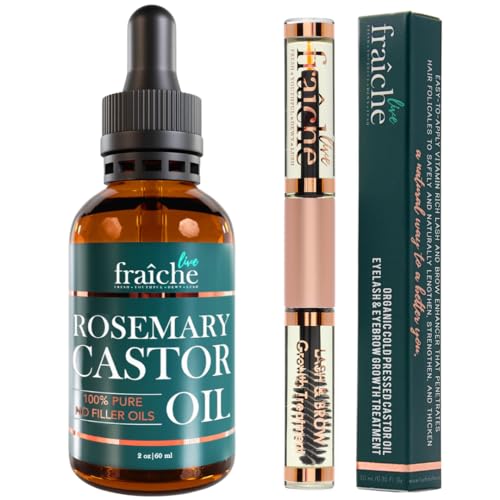 Live Fraiche Rosemary Castor Oil - Nourishes Hair Growth, Reduces Hair Loss - 2oz Combo