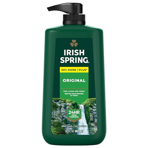 Irish Spring Men's Body Wash Pump - Fresh 24-Hour Clean, Biodegradable Ingredients - 30oz