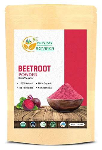 Herbs Botanica Organic Beetroot Powder - Boosts Energy & Stamina, Gluten & GMO Free - 5.3oz