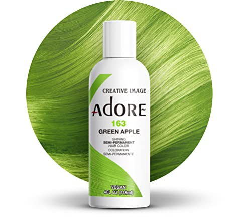 Adore Semi Permanent Hair Color - Vibrant Green Apple, Vegan & Cruelty-Free - 4 Fl Oz