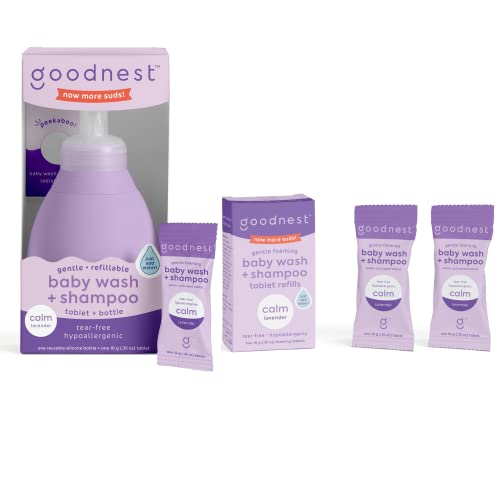 Goodnest Baby Bath Kit - Calming Lavender, Tear-Free, Hypoallergenic, Refillable - 3 Pack