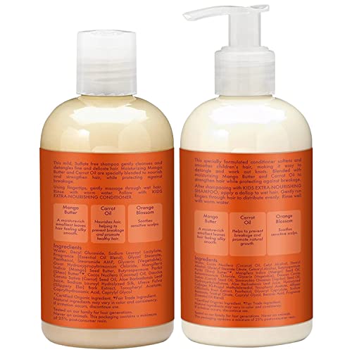 Shea Moisture Kids Shampoo & Conditioner Set - Extra-Nourishing, Organic Ingredients - 8oz & 7.7oz