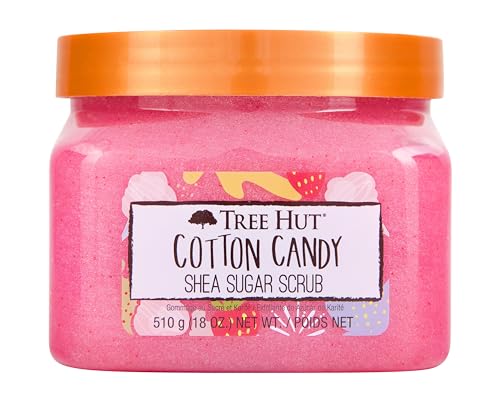 Tree Hut Body Scrub - Exfoliates & Nourishes for Glowing Skin, Cotton Candy Scent - 510g