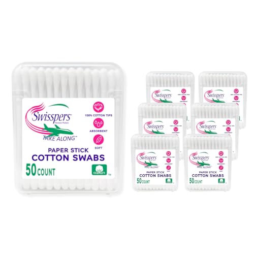 Swisspers Cotton Swabs - 100% Pure Cotton, Soft & Strong for First Aid, Travel Size, 300 Total