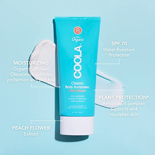 COOLA Organic Sunscreen SPF 70 - Hydrating, Antioxidant-Rich, Peach Blossom - 5oz