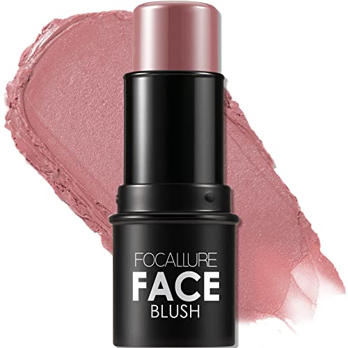 FOCALLURE Cream Blush Stick - Buildable Color, Long-Lasting, Cruelty-Free & Vegan - Rose Flush