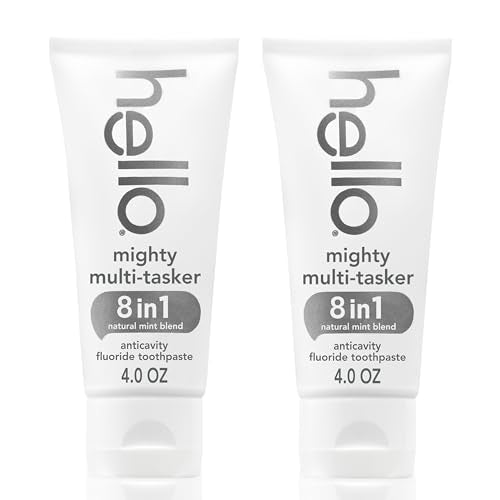 hello Mighty Multitasker Toothpaste - Anticavity, Enamel Strengthening & Whitening - 2 Pack, 4oz