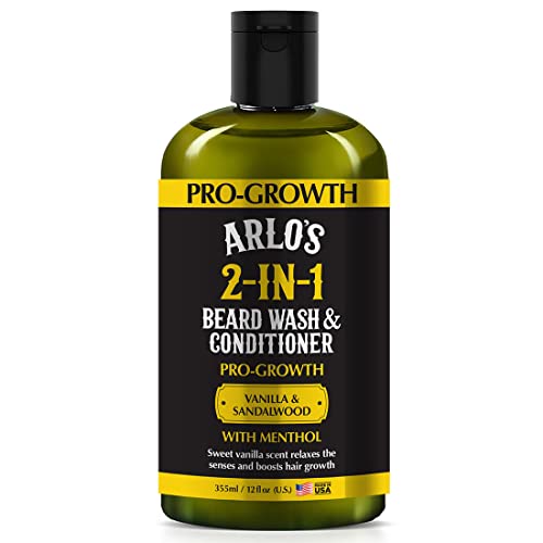 Arlo's Pro-Growth Beard Wash - Hydrates, Tames, Natural Ingredients - Vanilla Sandalwood, 12oz