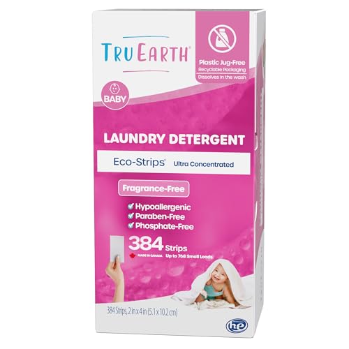 Tru Earth Laundry Detergent Sheets - Hypoallergenic, Fragrance-Free for Sensitive Skin - 384 Count