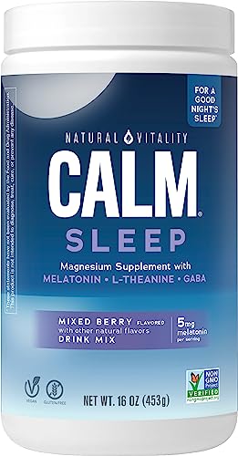 Natural Vitality Calm Sleep Supplement - Relaxing Magnesium & Melatonin Drink Mix, 16oz