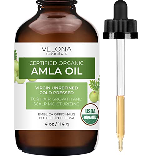 velona Amla Oil - Boosts Hair Growth, Hydrates Skin, USDA Organic - 4 oz with Dropper