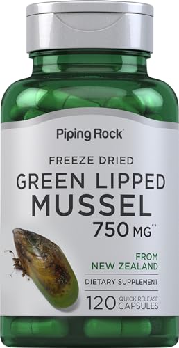 Piping Rock Omega-3 Supplement - 750mg Green Lipped Mussel, Non-GMO, Gluten Free - 120 Capsules