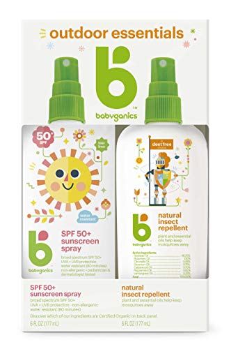 Babyganics Sunscreen & Bug Spray Combo - Zinc Oxide Formula, Plant Oils - 50 SPF, 6oz Each