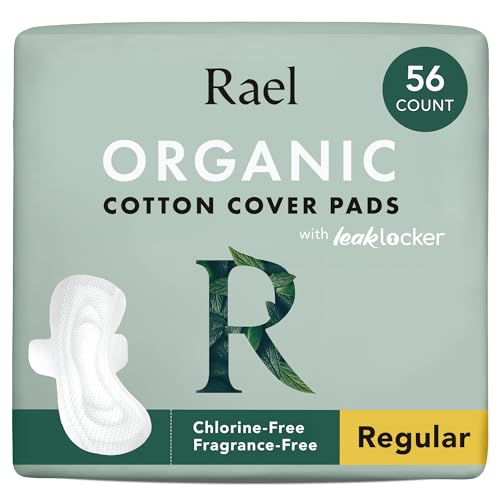 Rael Menstrual Pads - Organic Cotton Comfort, Ultra Thin & Super Absorbent - 56 Count