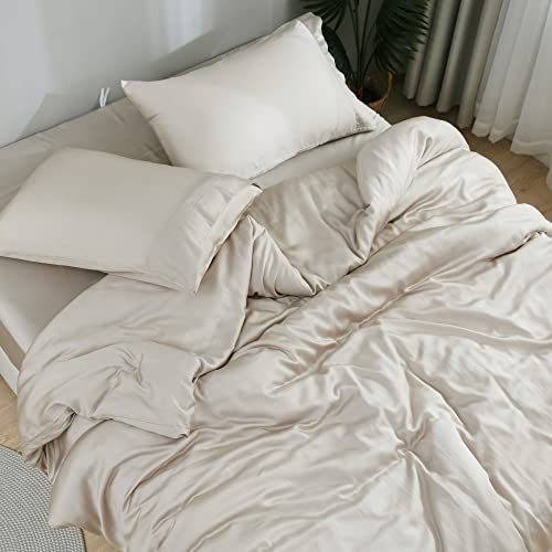 DOZ Bamboo Viscose Bed Sheet Set - Soft, Cooling, Durable, Oeko-Tex Certified - Fog, Queen, 3pc