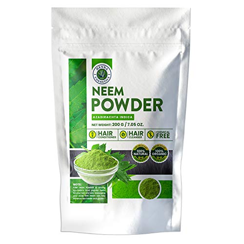 Henna Cosmetics Neem Powder - Wildcrafted, Pure & Organic for Hair/Skin - 200g