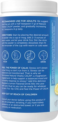 Natural Vitality Calm Magnesium Citrate Supplement - Stress Relief, Vegan, Non-GMO - 4 oz