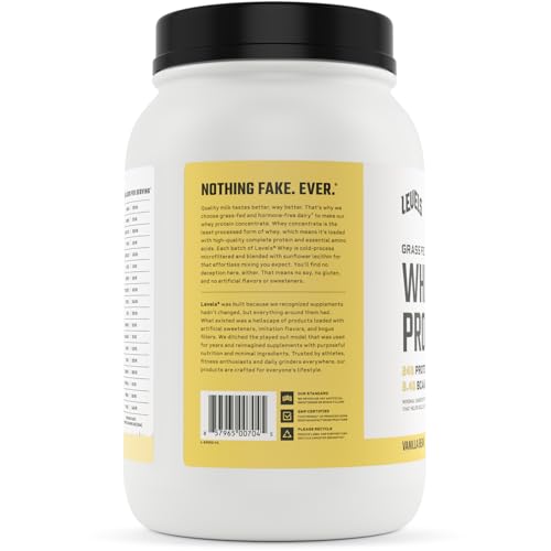 Levels Whey Protein Powder - 24G Protein, No Added Sugars, Vanilla Bean, 2LB