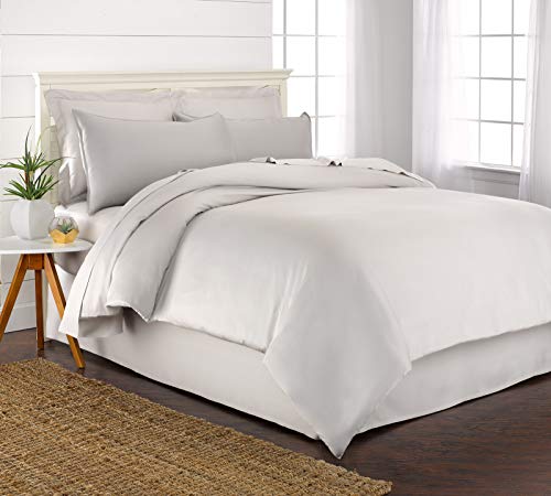 Pure Bamboo Queen Duvet Cover Set - 100% Organic Viscose, Soft & Cooling - 3 Piece, White